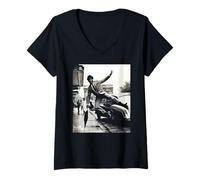 Femme Sugar Ray Robinson Boxer dans la Boxe londonienne 1988 T-Shirt avec Col en V