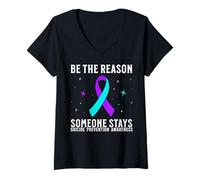 Femme Suicide Awareness Support Suicide Prevention Awareness Month T-Shirt avec Col en V