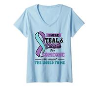 Femme Suicide Prevention Wear Teal Purple Someone Meant The World T-Shirt avec Col en V