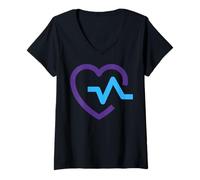 Femme Suicide Survivor You are Not Alone Prévention Heart Beat Luv T-Shirt avec Col en V