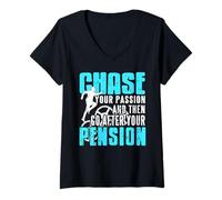 Femme suis ta Passion Puis Gagne la Retraite Citations T-Shirt avec Col en V
