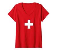 Femme Suisse Cross Alpes suisses Zurich Randonnée en Montagne Vacances T-Shirt avec Col en V