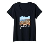 Femme Suisse Genève T-Shirt avec Col en V
