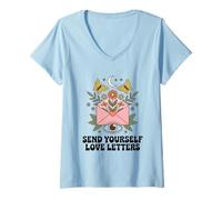 Femme Suivez l'enchantement floral de votre cœur T-Shirt avec Col en V