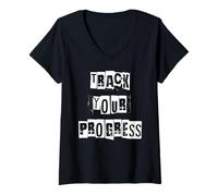 Femme Suivez Vos progrès T-Shirt avec Col en V