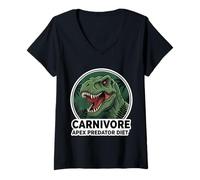 Femme Suivi de la Nutrition des mangeurs de Viande Carnivore Apex Predator Diet T-Shirt avec Col en V
