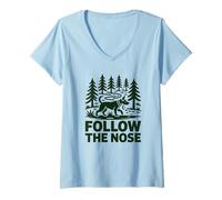 Femme Suivi De Odeur Chien Follow The Nose Aventure T-Shirt avec Col en V