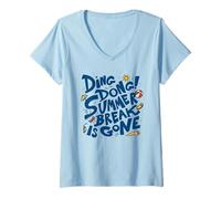 Femme Summer Break is Gone - Funny Back to School T-Shirt avec Col en V