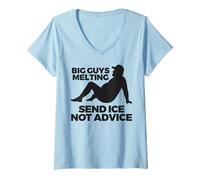 Femme Summer Dad Humour Big Guys Melting Send Ice Not Advice T-Shirt avec Col en V