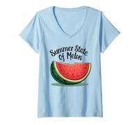 Femme Summer State of Melon Watermelon Fun Fruit T-Shirt avec Col en V