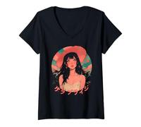 Femme Summer Vacation Beach Anime Manga Alt Japon Sunny Retro T-Shirt avec Col en V