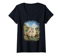 Femme Summerween Ghosts Lake Dock Halloween Été Effrayant T-Shirt avec Col en V