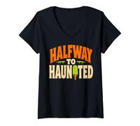 Femme Summerween Humor Halfway to Haunted T-Shirt avec Col en V