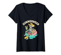 Femme Summerween Summerween Halloween Cowboy Summerween T-Shirt avec Col en V