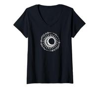Femme Sun Galaxy Night Sky Moon Lunar Stars Love T-Shirt avec Col en V
