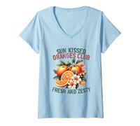 Femme Sun Kissed Oranges Club Fresh And Zesty T-Shirt avec Col en V