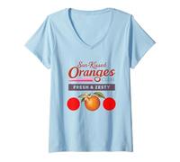 Femme Sun-Kissed Oranges Club Fresh & Zesty T-Shirt avec Col en V