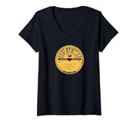 Femme Sun Records Vinyl Johnny Cash I Walk The Line Vinyle T-Shirt avec Col en V, Noir, M