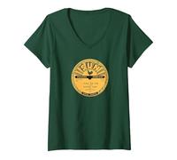Femme Sun Records Vinyl Johnny Cash I Walk The Line Vinyle T-Shirt avec Col en V, Vert Forêt, XXL