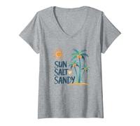 Femme Sun Salt Sandy Vacances d'été T-Shirt avec Col en V