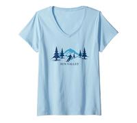 Femme Sun Valley Idaho Ski Resort Ski Skieur T-Shirt avec Col en V