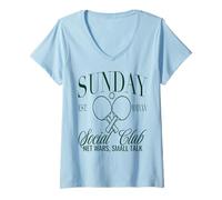 Femme Sunday Club Filet de Tennis de Table Motif Small Talk T-Shirt avec Col en V