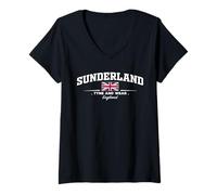 Femme Sunderland England T-Shirt avec Col en V