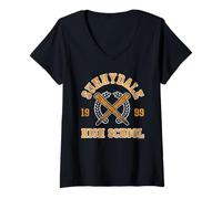 Femme Sunnydale High School Class of '99 Retro Logo TV Show T-Shirt avec Col en V