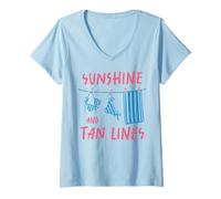 Femme Sunshine and Tan Lines Summer Beach Vacation Maillots de Bain Bikini T-Shirt avec Col en V