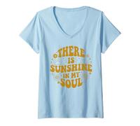 Femme Sunshine in My Soul Retro Positive Vibes T-Shirt avec Col en V