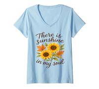 Femme Sunshine in My Soul Sunflower Automne Vêtements pour Femme T-Shirt avec Col en V