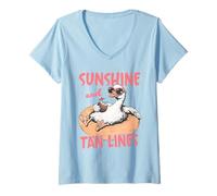 Femme Sunshine Tan Lines Relaxing Duck Summer Beach T-Shirt avec Col en V