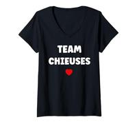 Femme Super Chieuse Mignonne Humour copines Team Chieuses T-Shirt avec Col en V