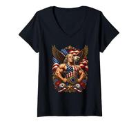 Femme Super héros Ben Franklin Funny 4th of July T-Shirt avec Col en V