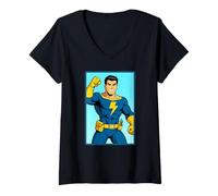Femme Super héros électricien T-Shirt avec Col en V