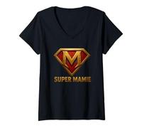 Femme Super Mamie - Héroïne du Quotidien T-Shirt avec Col en V