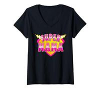 Femme Super Nana Superhero Grandmother Bande dessinée Famille Assorti T-Shirt avec Col en V