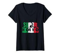 Femme Super Nonno Italian Grandpa Fun Italy Design T-Shirt avec Col en V