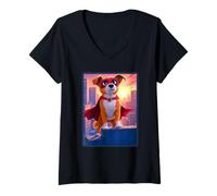 Femme Super Pooch, Mignon toutou, Super héros T-Shirt avec Col en V