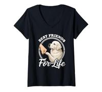 Femme Superbe Chien des Pyrénées Amant Les Meilleurs Amis T-Shirt avec Col en V