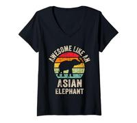 Femme Superbe comme Un éléphant Asiatique, Amateur d'éléphant Asiatique drôle T-Shirt avec Col en V