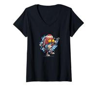 Femme Superbe Costume de Football avec Guitare électrique T-Shirt avec Col en V
