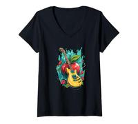 Femme Superbe Costume de Pomme pour Les Amateurs de Guitares à Bascule T-Shirt avec Col en V