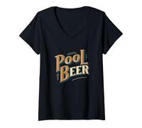 Femme Superbe emblème de Discours de bière de Piscine T-Shirt avec Col en V
