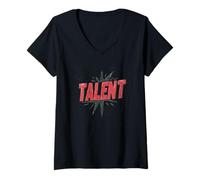 Femme Superbe emblème Talent pour Un Look Cool T-Shirt avec Col en V