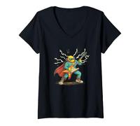 Femme Superbe Look de héros avec Cape et Guitare T-Shirt avec Col en V