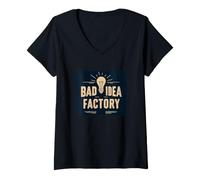 Femme Superbe Look d'usine Bad Idea pour garçons et Filles T-Shirt avec Col en V