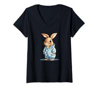 Femme Superbe pyjama lapin délice pour rire doux T-Shirt avec Col en V