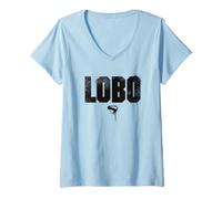Femme Supergirl 2026 Lobo Logo T-Shirt avec Col en V