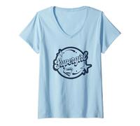 Femme Supergirl 2026 Script Logo Circle T-Shirt avec Col en V